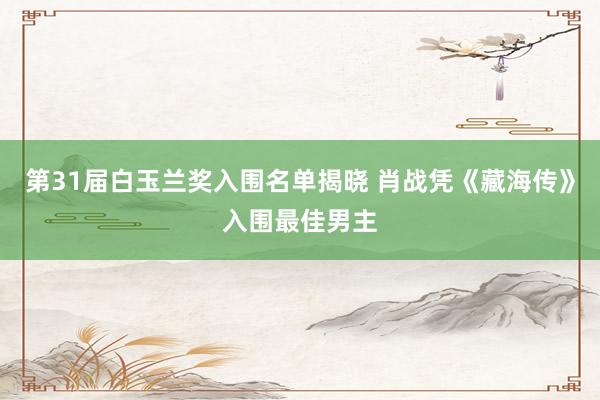 第31届白玉兰奖入围名单揭晓 肖战凭《藏海传》入围最佳男主