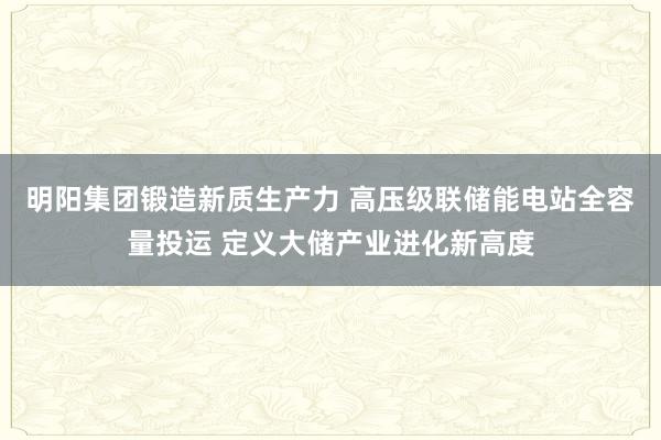 明阳集团锻造新质生产力 高压级联储能电站全容量投运 定义大储产业进化新高度