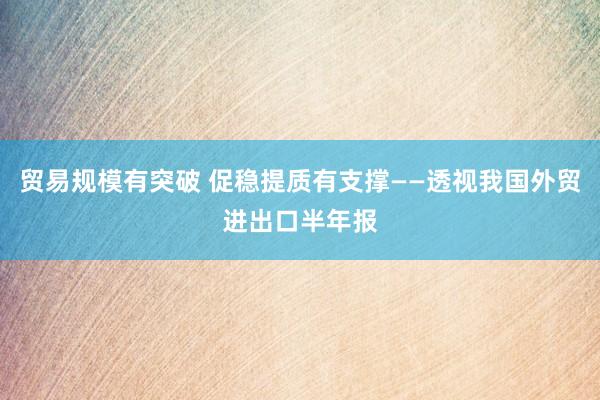 贸易规模有突破 促稳提质有支撑——透视我国外贸进出口半年报