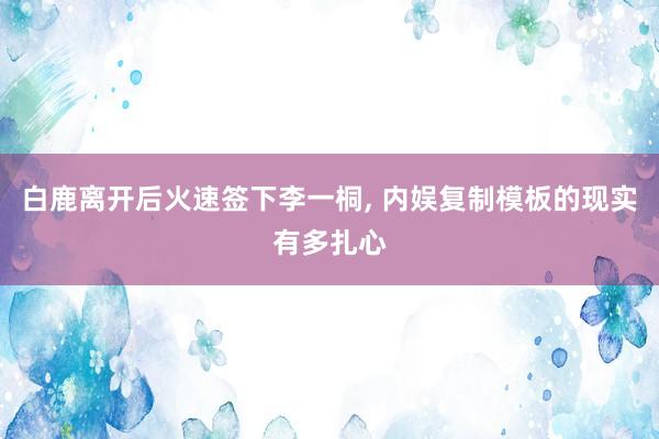 白鹿离开后火速签下李一桐, 内娱复制模板的现实有多扎心