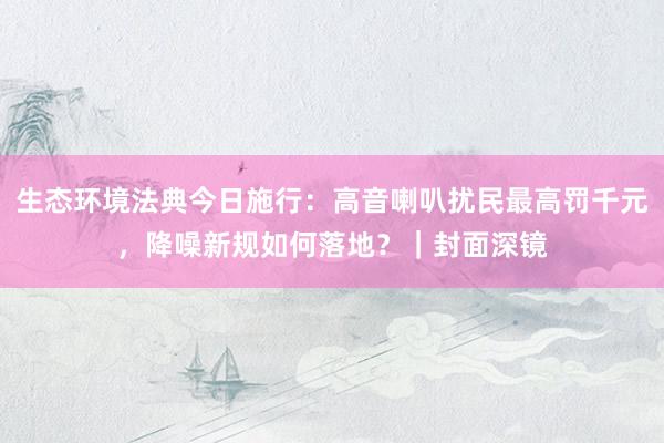 生态环境法典今日施行：高音喇叭扰民最高罚千元，降噪新规如何落地？｜封面深镜