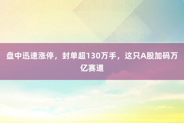 盘中迅速涨停，封单超130万手，这只A股加码万亿赛道