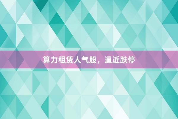 算力租赁人气股，逼近跌停
