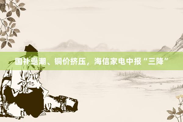 国补退潮、铜价挤压，海信家电中报“三降”