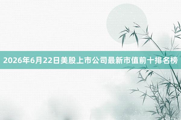 2026年6月22日美股上市公司最新市值前十排名榜