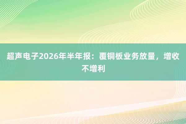 超声电子2026年半年报：覆铜板业务放量，增收不增利