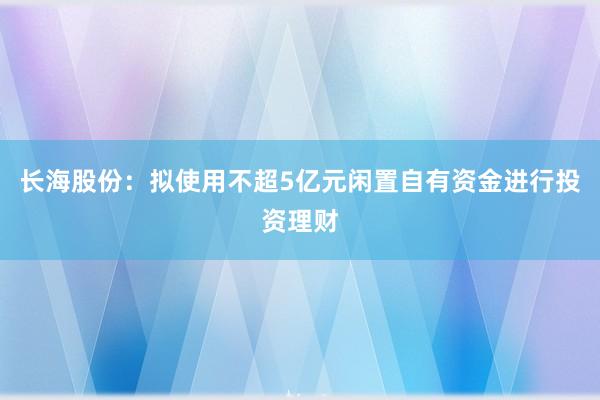 长海股份：拟使用不超5亿元闲置自有资金进行投资理财