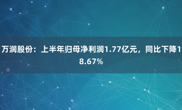 万润股份：上半年归母净利润1.77亿元，同比下降18.67%