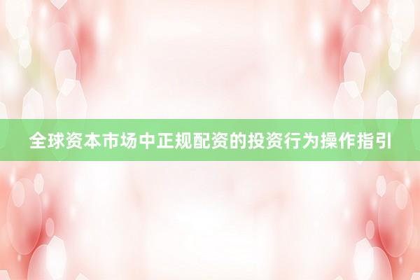 全球资本市场中正规配资的投资行为操作指引