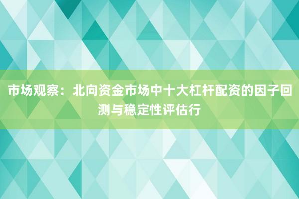 市场观察：北向资金市场中十大杠杆配资的因子回测与稳定性评估行