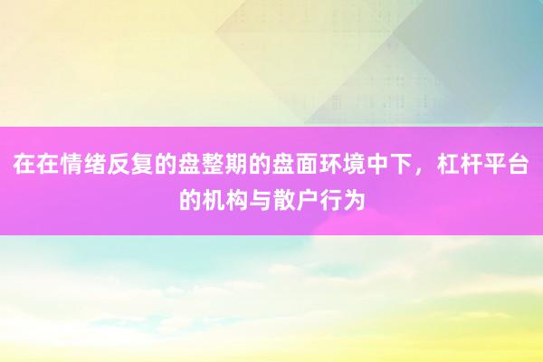 在在情绪反复的盘整期的盘面环境中下，杠杆平台的机构与散户行为