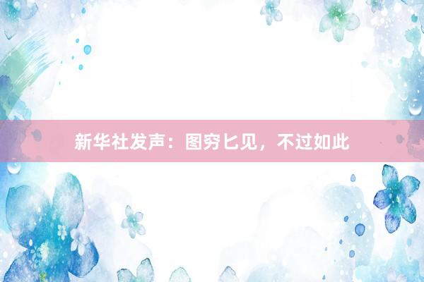 新华社发声：图穷匕见，不过如此