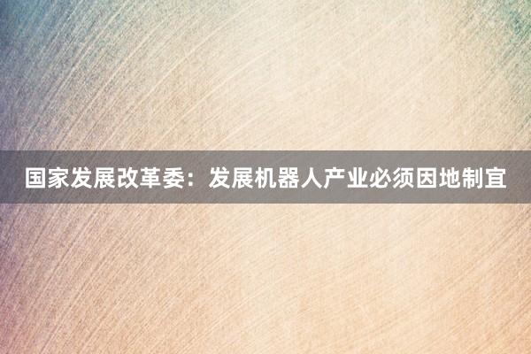 国家发展改革委：发展机器人产业必须因地制宜