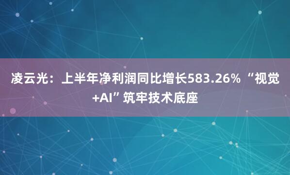 凌云光：上半年净利润同比增长583.26% “视觉+AI”筑牢技术底座