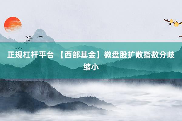正规杠杆平台 【西部基金】微盘股扩散指数分歧缩小