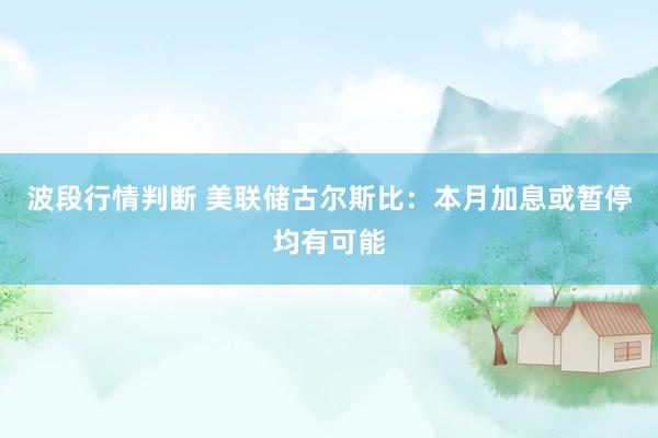 波段行情判断 美联储古尔斯比：本月加息或暂停均有可能