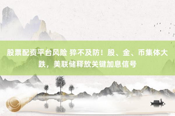 股票配资平台风险 猝不及防！股、金、币集体大跌，美联储释放关键加息信号