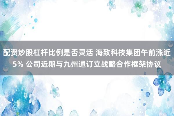配资炒股杠杆比例是否灵活 海致科技集团午前涨近5% 公司近期与九州通订立战略合作框架协议