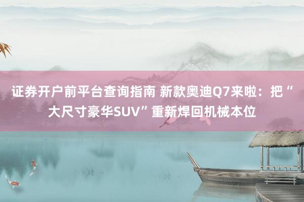 证券开户前平台查询指南 新款奥迪Q7来啦：把“大尺寸豪华SUV”重新焊回机械本位